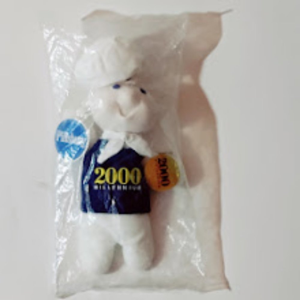 2000 Millennium Pillsbury Doughboy Plush Doll Blue Apron 11" with Tags
